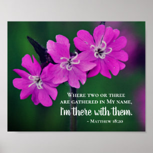 Matthew 18:20 Twee of drie Gather in mijn naam Poster