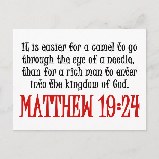 Matthew 19:24 briefkaart (Voorkant)