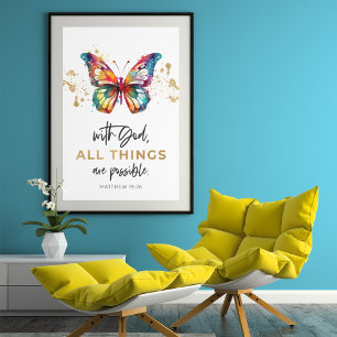 Matthew 19:26 Alle Dingen zijn Mogelijk Vlinder Poster