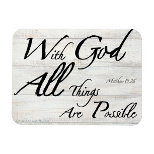 Matthew 19:26 Bijbelverse op Woodgrain Magnet Magneet