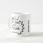 Matthew 19:26 met God alles is mogelijk Koffiemok (Voorkant links)