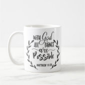Matthew 19:26 met God alles is mogelijk Koffiemok (Links)