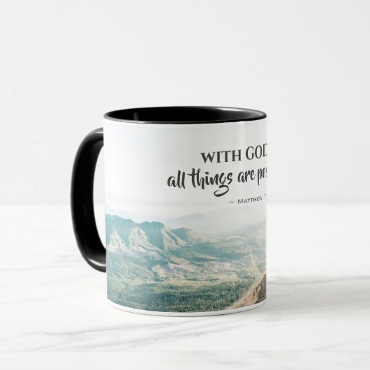 Matthew 19:26 Met God zijn alles mogelijk Mok (Voorkant links)