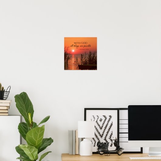 Matthew 19:26 Met God zijn alles mogelijk Poster (Thuiskantoor)