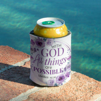 Matthew 19:26 Possible with God Purple Floral Blikjeskoeler