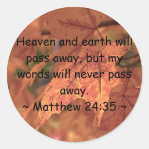 Matthew 24:35 ronde sticker