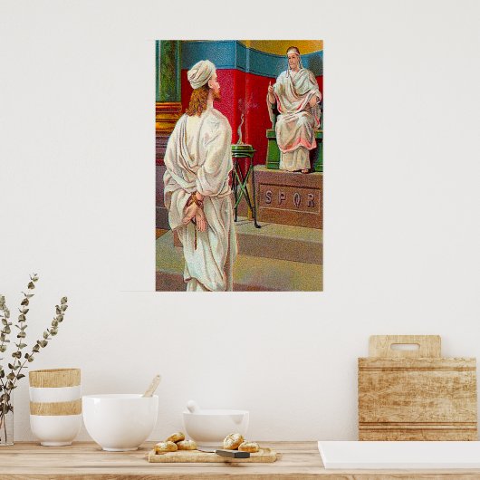 Matthew 27:11-26 Pilatus vraagt Jezus poster (Keuken)