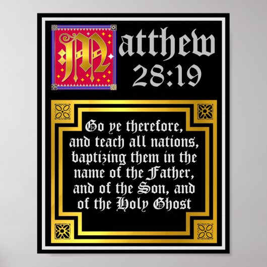 Matthew 28 19 Illuminated New Testament Quote Poster (Voorkant)