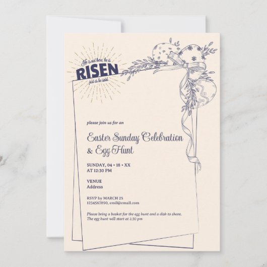 Matthew 28:6 Hij Is Opgewekt Religieuze Pasen Eier Kaart (Voorkant)