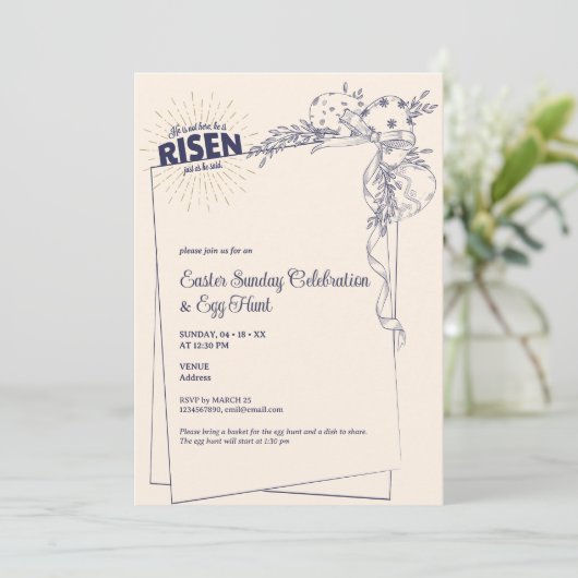 Matthew 28:6 Hij Is Opgewekt Religieuze Pasen Eier Kaart (Staand voorkant)