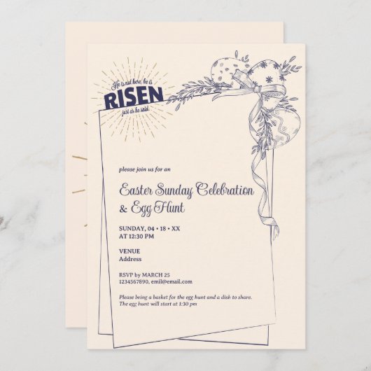 Matthew 28:6 Hij Is Opgewekt Religieuze Pasen Eier Kaart (Voorkant / Achterkant)