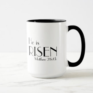 Matthew 28:6b Hij is de Risen Bijbelverse Mok