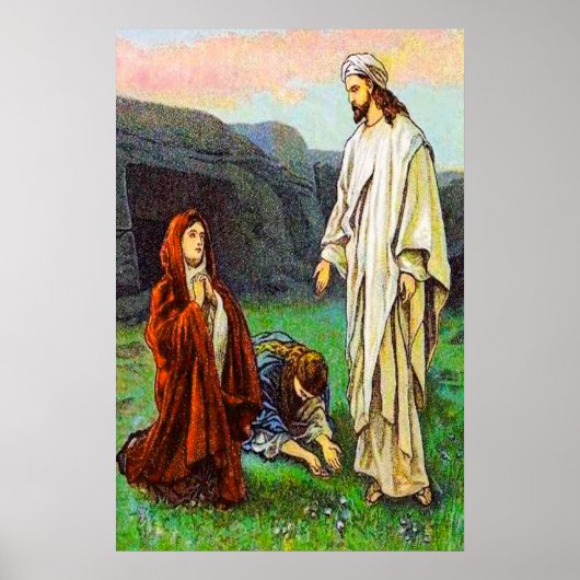 Matthew 28:8-10 The Women See Jesus Alive poster (Devant)