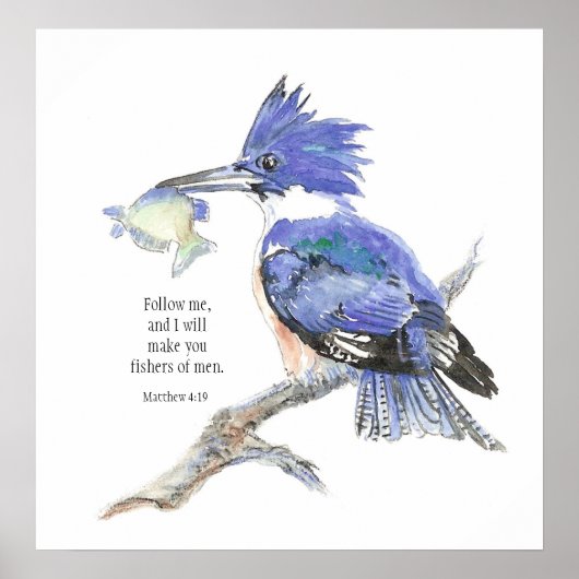 "Matthew 4:19" Fishers Mannen Bible Quote Kingfish Poster (Voorkant)