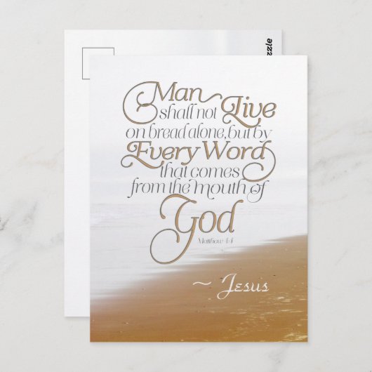Matthew 4:4 Man leeft niet alleen van brood Briefkaart (Voorkant / Achterkant)