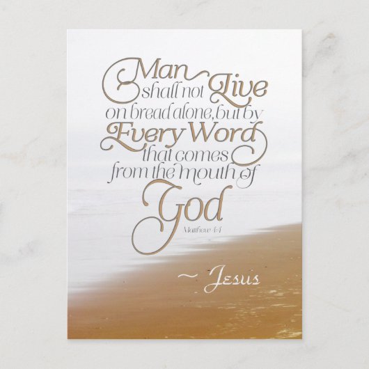 Matthew 4:4 Man leeft niet alleen van brood Briefkaart (Voorkant)