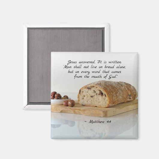 Matthew 4:4 Man leeft niet alleen van brood Magneet (Voorkant / Achterkant)