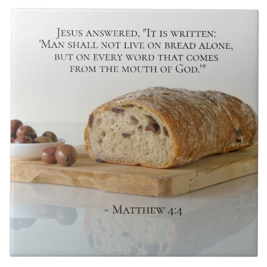 Matthew 4:4 Man leeft niet alleen van brood Tegeltje (Voorkant)