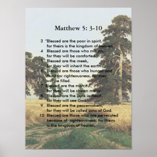 Matthew 5 3-10 Jesus sermon Poster