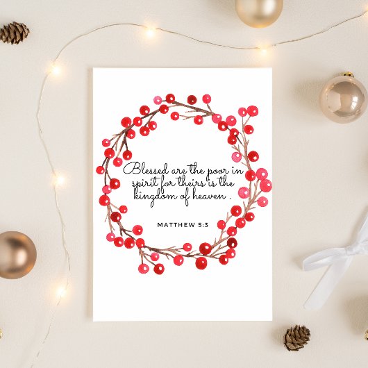 Matthew 5:3 Scripture Christmas Greeting Card Feestdagenkaart
