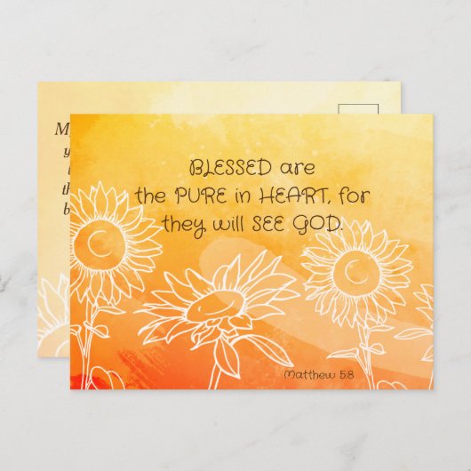 Matthew 5:8 Gezegend zijn zuiver in Bijbelverse ve Briefkaart (Voorkant / Achterkant)