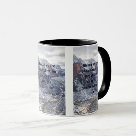 Matthew 5:9 Bijbelverse Mok met twee richtingen (Voorkant rechts)