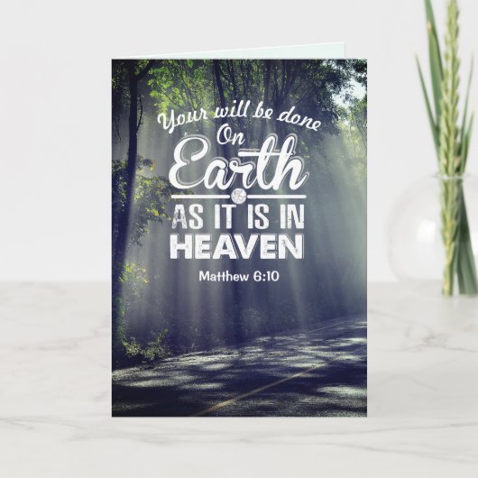 Matthew 6:10 Op Aarde zoals het in de hemel is Kaart (Voorkant)