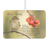 Matthew 6:26 Bijbelversie, maak je geen zorgen Luchtverfrisser (Voorkant)