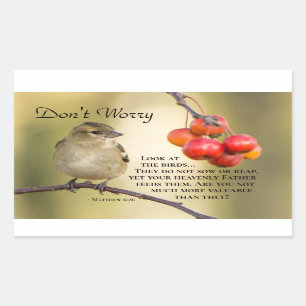 Matthew 6:26 Bijbelversie, maak je geen zorgen Rechthoekige Sticker