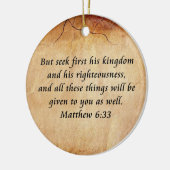 Matthew 6:33 Bijbelversie Keramisch Ornament (Links)