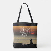 Matthew 6:33 zoekt Ye eerst het Koninkrijk God Draagtas (Achterkant)