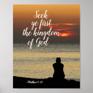 Matthew 6:33 zoekt Ye eerst het Koninkrijk God Poster