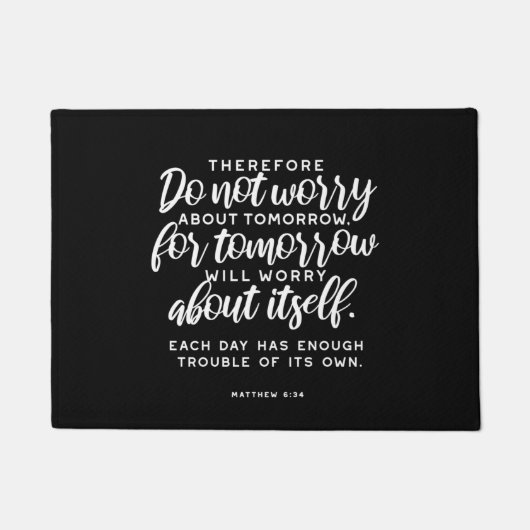 Matthew 6:34 Bijbelversie Deurmat (Voorkant)