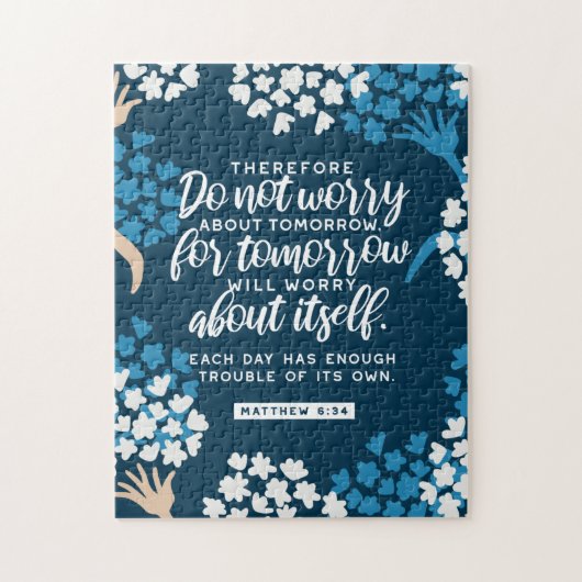 Matthew 6:34 Bijbelversie Legpuzzel (Verticaal)