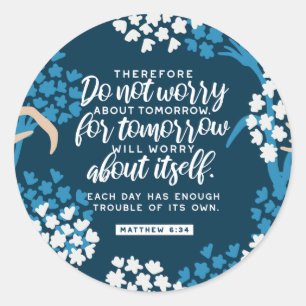 Matthew 6:34 Bijbelversie Ronde Sticker