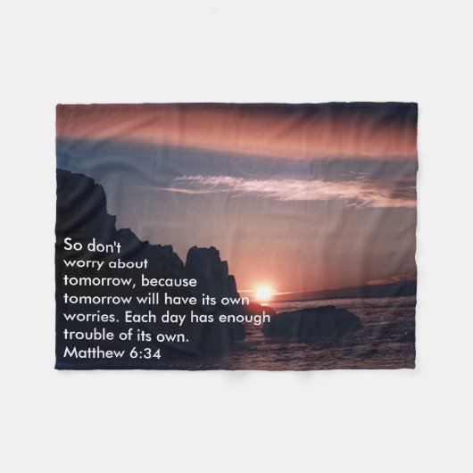 Matthew 6:34 fleece deken (Voorkant (Horizontaal))
