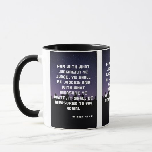 Matthew 7:2 KJV Bijbelverse Pic Two-Tone Mok (Links)