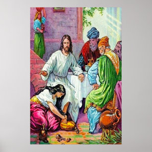 Matthew 7:36-50 Jesus Forgeeft een vrouwenzins Poster