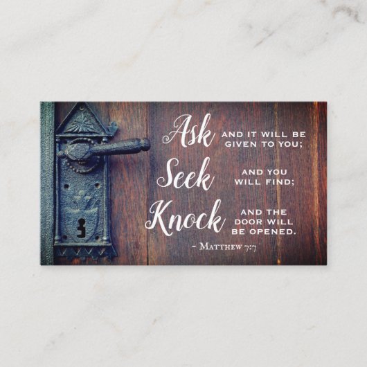 Matthew 7:7, Ask en het zal gegeven worden Visitekaartje (Voorkant)