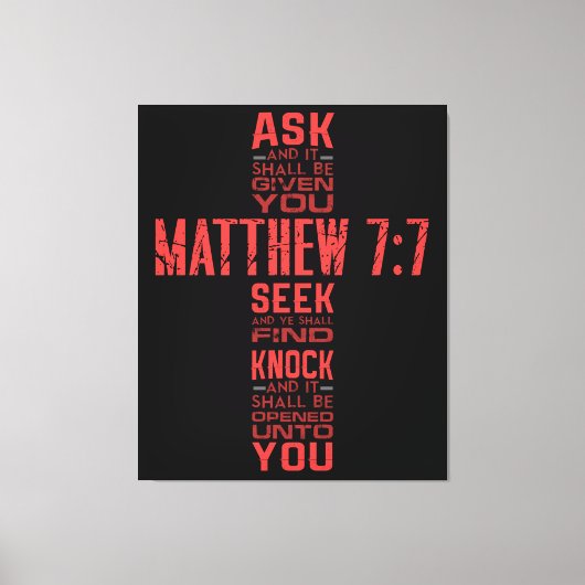 Matthew 7:7 Bijbelverse cross canvas Afdruk (Voorkant)