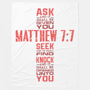Matthew 7:7 Bijbelverse Cross Fleece Blanket