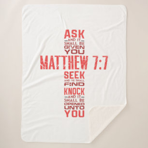 Matthew 7:7 Bijbelverse Cross Sherpa Blanket Deken