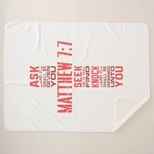 Matthew 7:7 Bijbelverse Cross Sherpa Blanket Sherpa Deken (Voorkant (horizontaal))