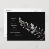 Matthew 7:7 witte floraal briefkaart (Voorkant / Achterkant)