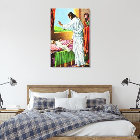 Matthew 8:14-15 Healing Peter's schoonmoeder Canvas Afdruk (Insitu (Slaapkamer))