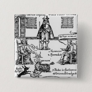 Matthew Hopkins, de Witchfinder-generaal Vierkante Button 5,1 Cm