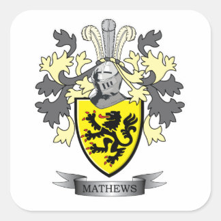 Matthews Family Crest Coat of Arms Vierkante Sticker
