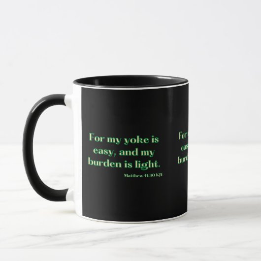 Matthieu 11:30 KJV Bible Écriture Mug à deux tons (Gauche)