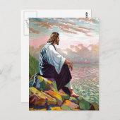 Matthieu 14:22-23 Jésus prie par Lui-même carte po (Devant / Derrière)