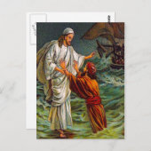 Matthieu 14:28-33 Seigneur, Sauvez-moi carte posta (Devant / Derrière)